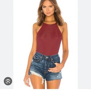 Red and white striped top